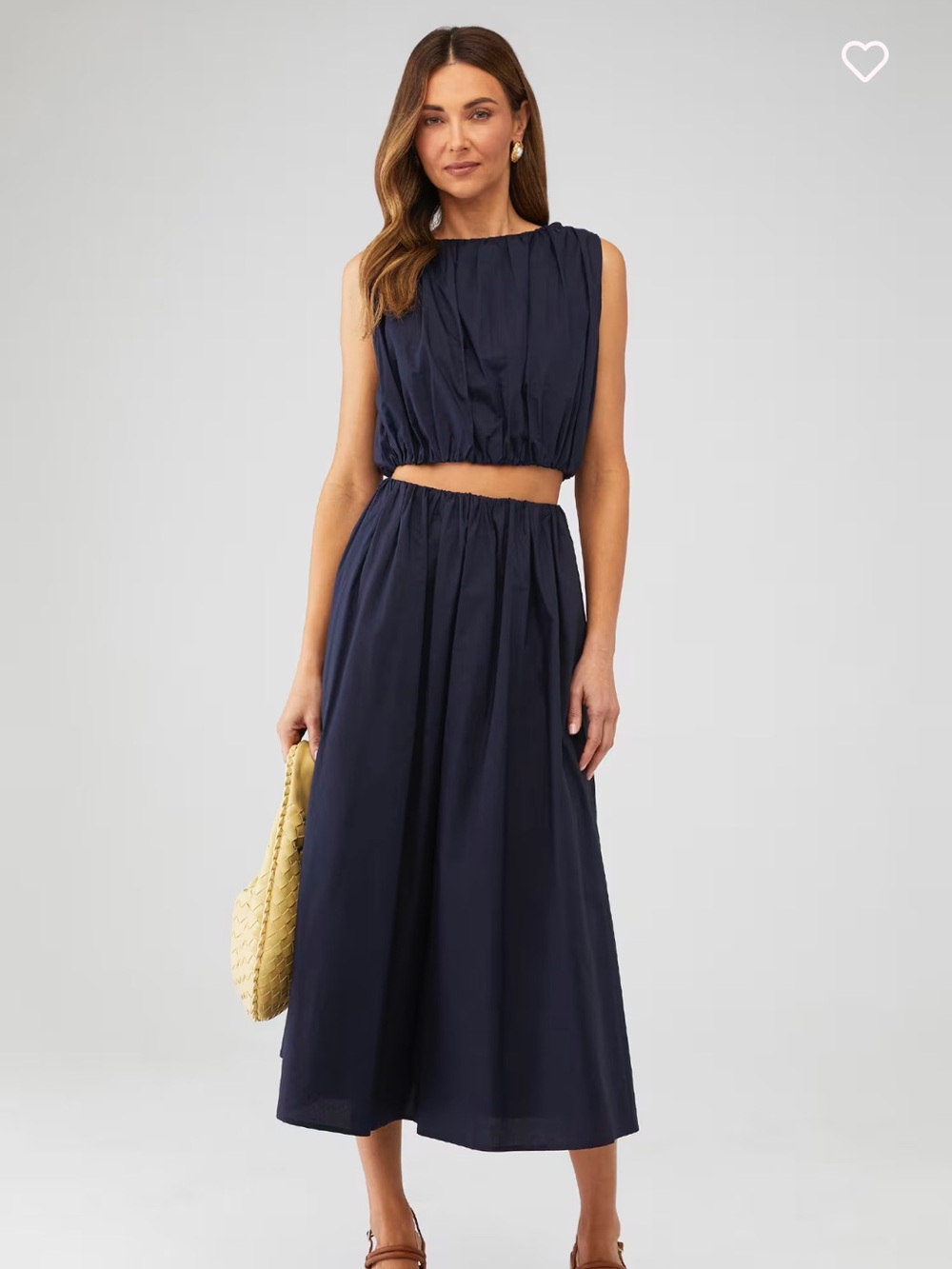 Elodie Bari Poplin Sleeveless Navy Top & Midi Skirt